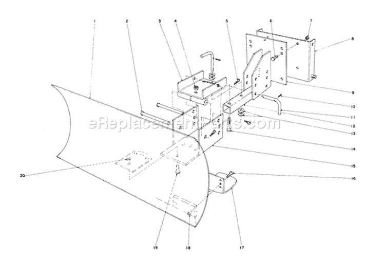 Grader Blade Assembly Diagram and Parts List for 38060 8000001-8999999 - 1978 Toro Snow Blower