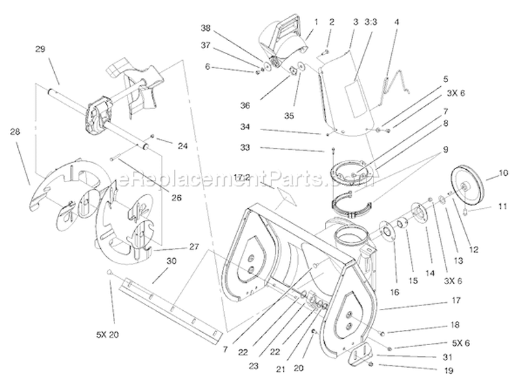 Page C Diagram and Parts List for 38072 200000001-200999999 - 2000 Toro Snow Blower