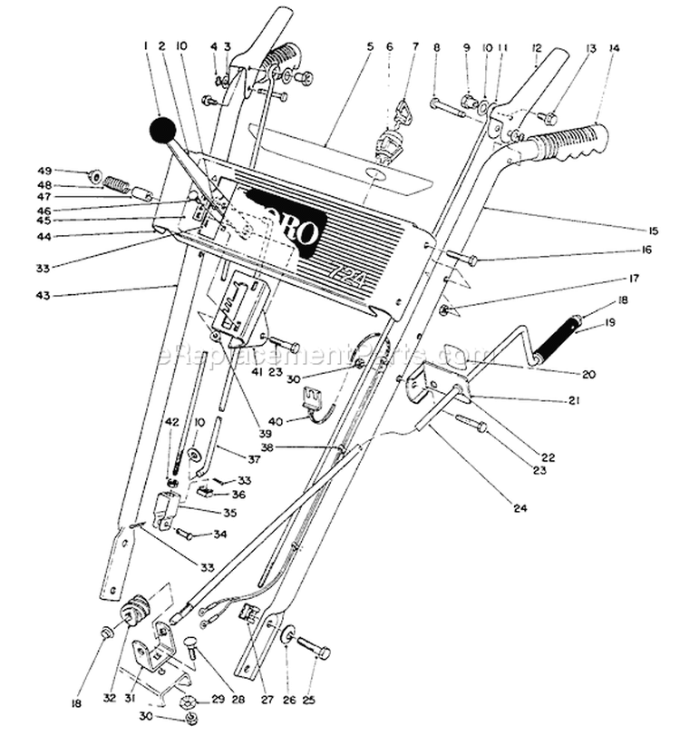 Page F Diagram and Parts List for 38072 4900001-4999999 - 1994 Toro Snow Blower