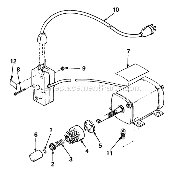 Starter Motor Diagram and Parts List for 38080 0000001-0999999 - 1980 Toro Snow Blower
