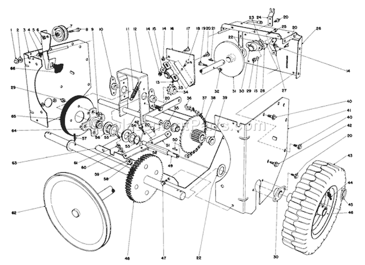 Traction Assembly Diagram and Parts List for 38080 1000001-1999999 - 1981 Toro Snow Blower