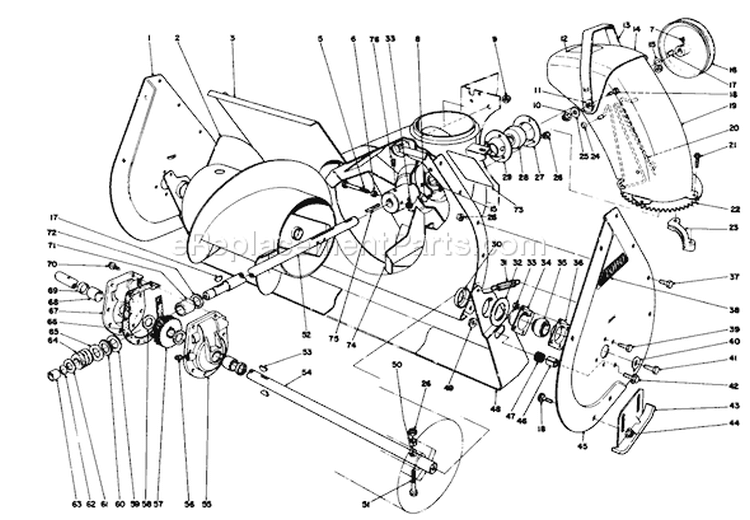 Auger Assembly Diagram and Parts List for 38080 2000001-2999999 - 1992 Toro Snow Blower