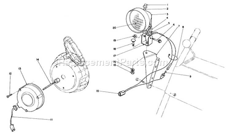 Light Kit Diagram and Parts List for 38080 2000001-2999999 - 1992 Toro Snow Blower