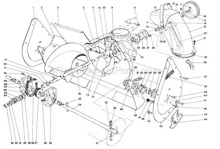 Auger Assembly Diagram and Parts List for 38080 3900001-3999999 - 1993 Toro Snow Blower