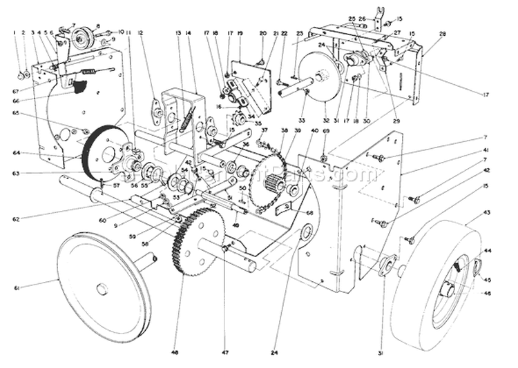 Traction Assembly Diagram and Parts List for 38080 3900001-3999999 - 1993 Toro Snow Blower