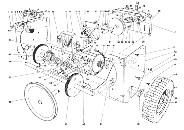 Traction Assembly Diagram and Parts List for 38080 4000001-4999999 - 1984 Toro Snow Blower