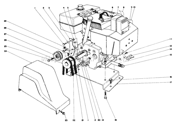 Engine Assembly Diagram and Parts List for 38080 4000001-4999999 - 1984 Toro Snow Blower