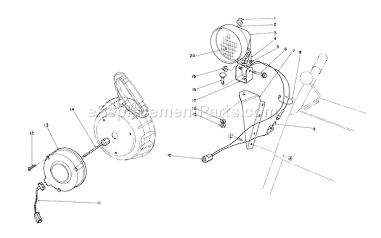 Light Kit Diagram and Parts List for 38080 6000001-6999999 - 1986 Toro Snow Blower