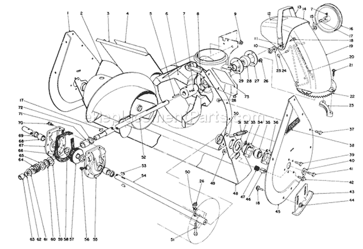 Auger Assembly Diagram and Parts List for 38080 7000001-7999999 - 1987 Toro Snow Blower