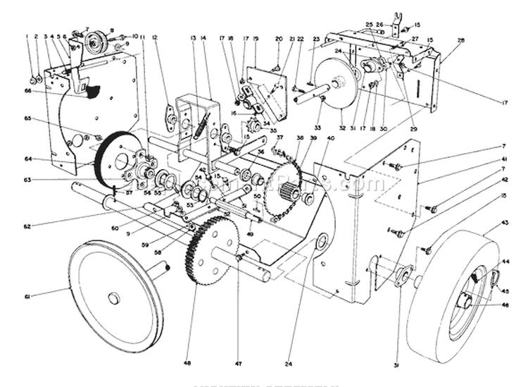Traction Assembly Diagram and Parts List for 38080 7000001-7999999 - 1987 Toro Snow Blower