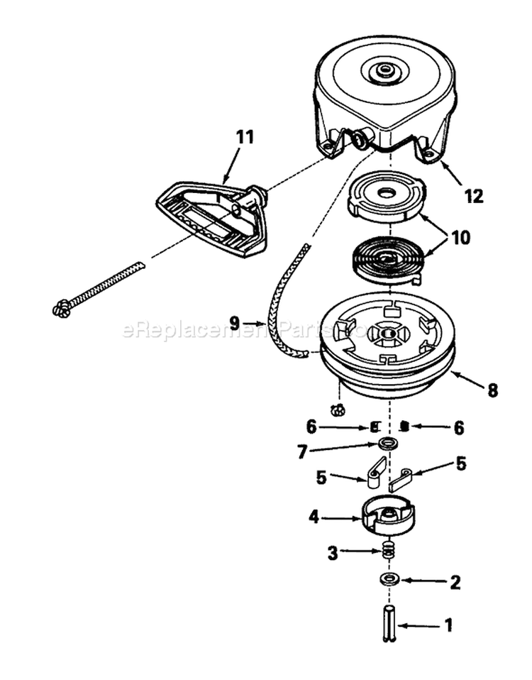 Rewind Starter Diagram and Parts List for 38080 7000001-7999999 - 1987 Toro Snow Blower