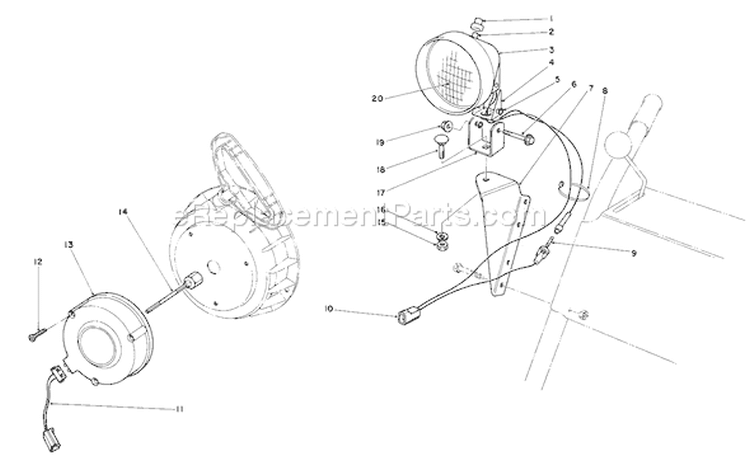 Light Kit Diagram and Parts List for 38080 8000001-8999999 - 1988 Toro Snow Blower