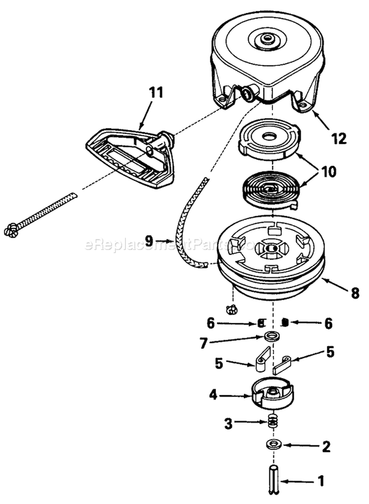Rewind Starter Diagram and Parts List for 38080 8000001-8999999 - 1988 Toro Snow Blower