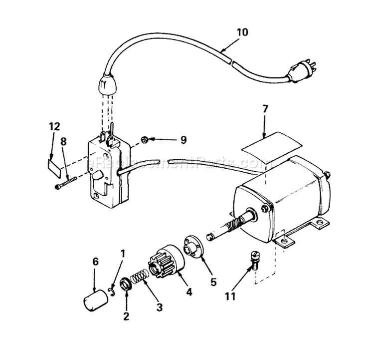 Starter Motor Diagram and Parts List for 38080 9000001-9999999 - 1979 Toro Snow Blower