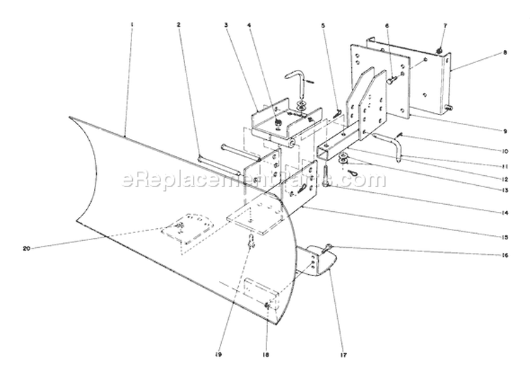 Grader Blade Assembly Diagram and Parts List for 38080 9000001-9999999 - 1979 Toro Snow Blower