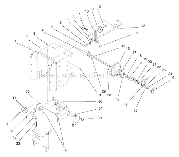 Upper Traction Assembly Diagram and Parts List for 38084 7900001-7999999 - 1997 Toro Snow Blower