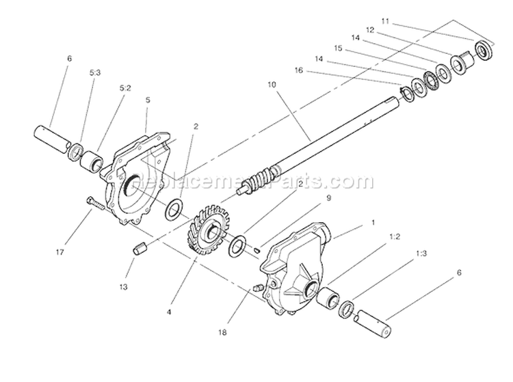 24" Auger Gearcase Assembly Diagram and Parts List for 38083 8900001-8999999 - 1998 Toro Snow Blower