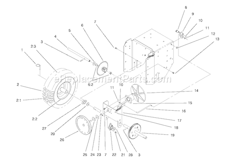Lower Traction Assembly Diagram and Parts List for 38083 8900001-8999999 - 1998 Toro Snow Blower
