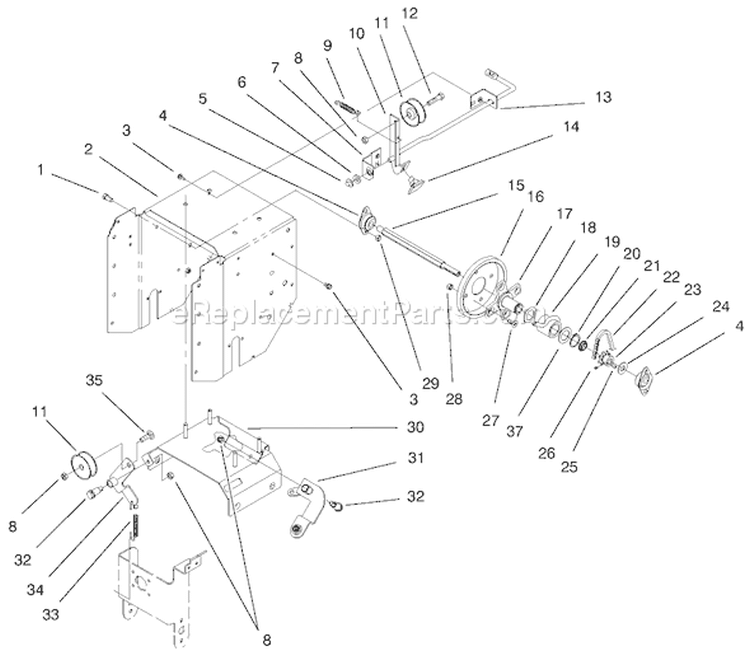 Upper Traction Assembly Diagram and Parts List for 38084 9900001-9999999 - 1999 Toro Snow Blower