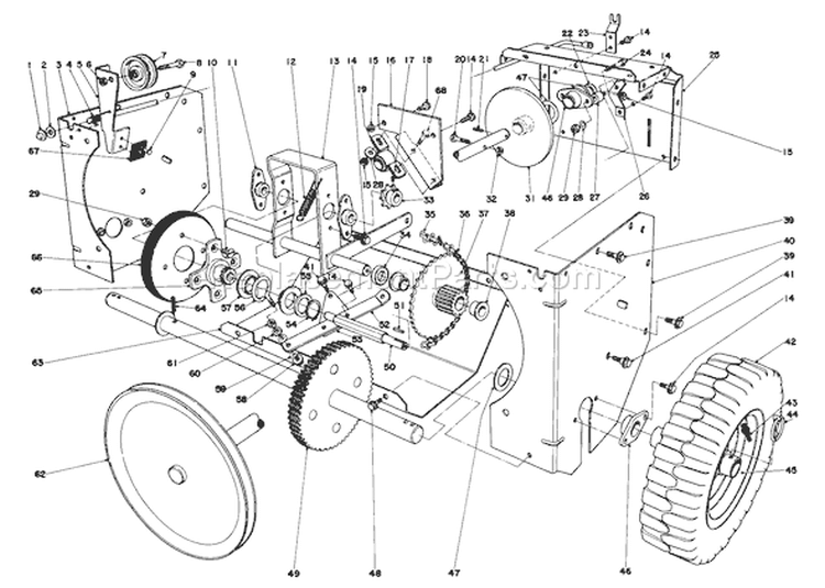 Traction Assembly Diagram and Parts List for 38085 0000001-0999999 - 1980 Toro Snow Blower