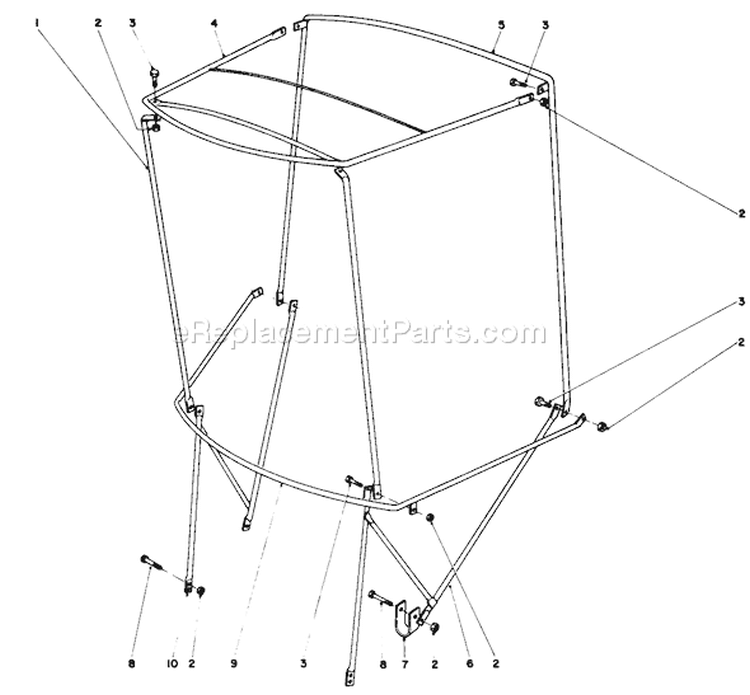 Snow Cab Assembly Diagram and Parts List for 38085 0000001-0999999 - 1990 Toro Snow Blower