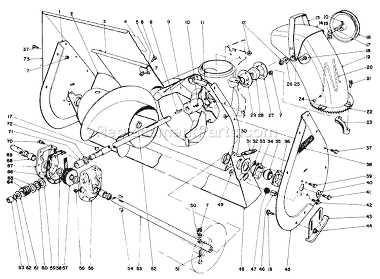 Auger Assembly Diagram and Parts List for 38085 3000001-3999999 - 1983 Toro Snow Blower