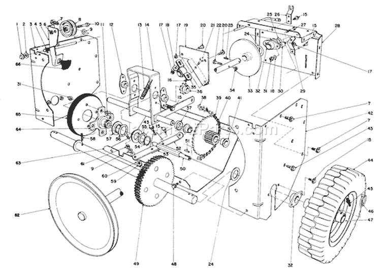Traction Assembly Diagram and Parts List for 38085 5000001-5999999 - 1985 Toro Snow Blower