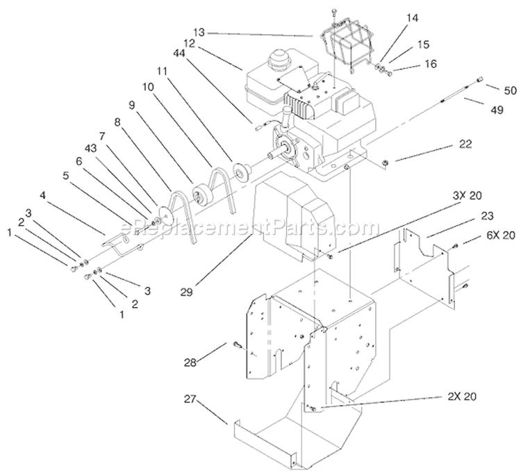 Engine & Frame Assembly Diagram and Parts List for 38086 210000001-210999999 - 2001 Toro Snow Blower