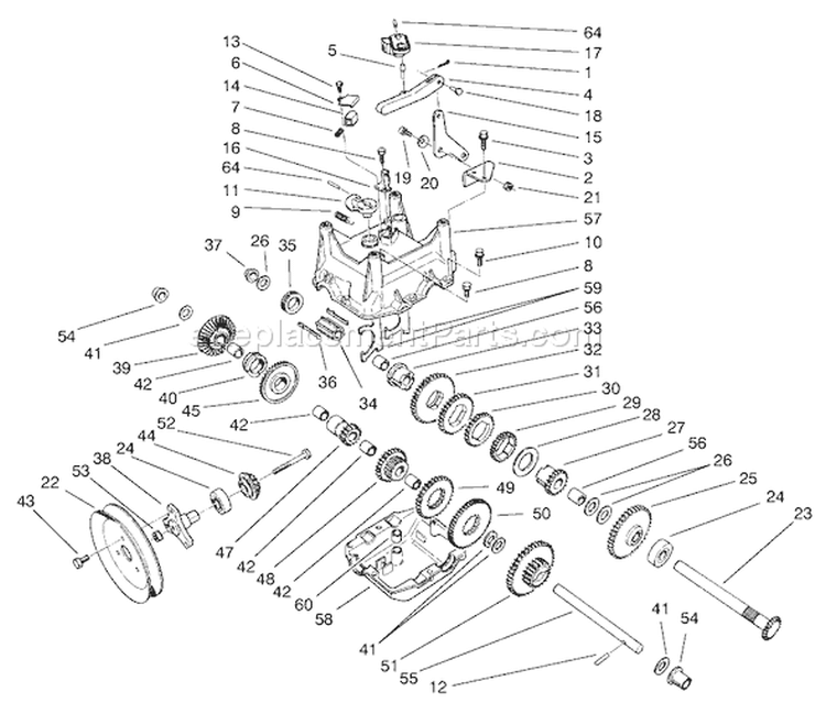 Traction Gearcase Diagram and Parts List for 38087 200000001-200999999 - 2000 Toro Snow Blower