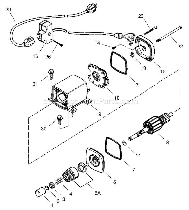 Electric Starter Diagram and Parts List for 38087 210000001-210999999 - 2001 Toro Snow Blower