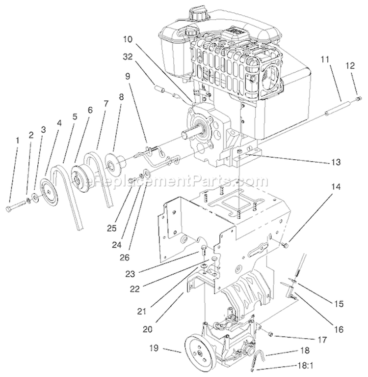 Engine Diagram and Parts List for 38087 210000001-210999999 - 2001 Toro Snow Blower