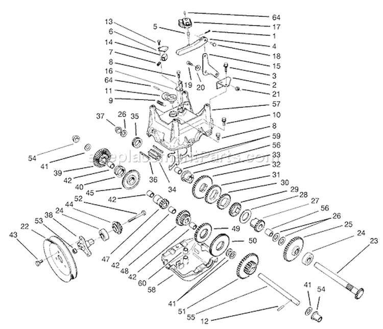 Traction Gearcase Diagram and Parts List for 38087 240000001-240999999 - 2004 Toro Snow Blower