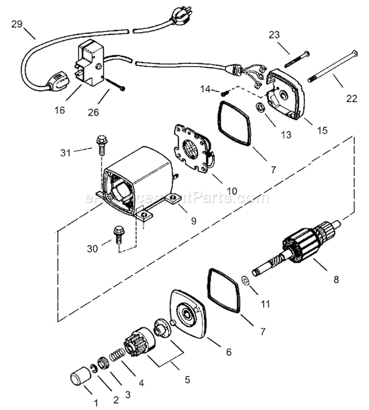 Electric Starter Diagram and Parts List for 38087 240000001-240999999 - 2004 Toro Snow Blower