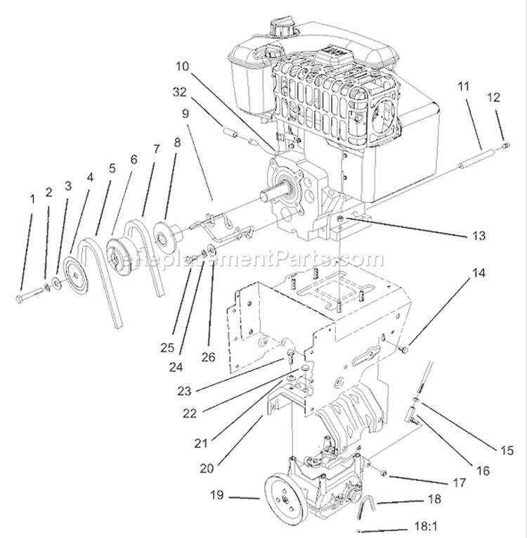 Engine Diagram and Parts List for 38087 240000001-240999999 - 2004 Toro Snow Blower