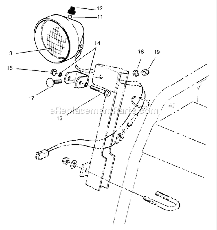 Headlamp Assembly Diagram and Parts List for 38087 240000001-240999999 - 2004 Toro Snow Blower
