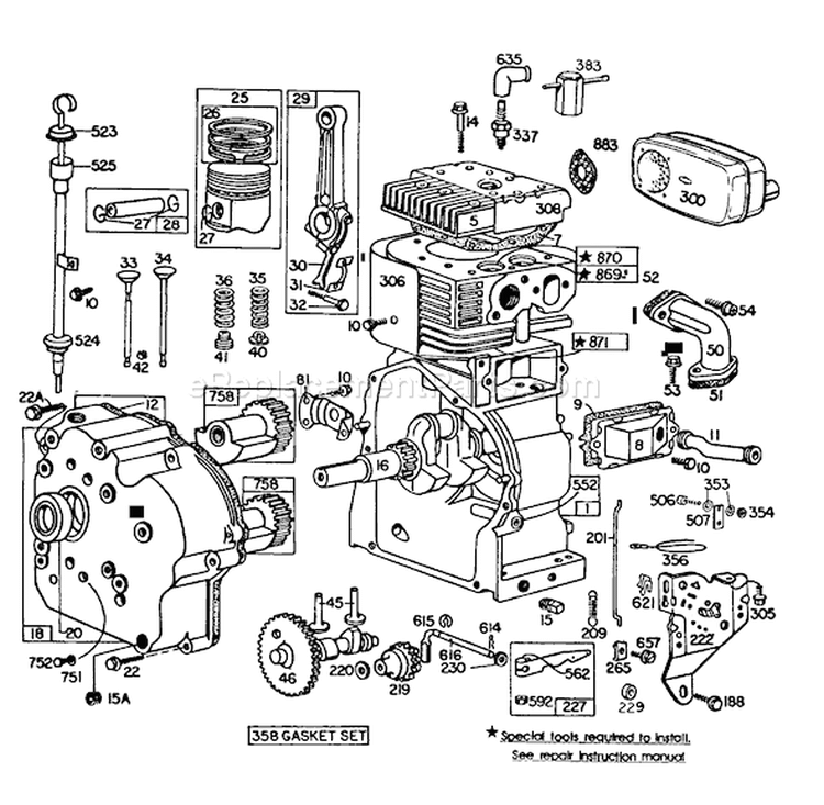 Engine Diagram and Parts List for 38090 4000001-4999999 - 1984 Toro Snow Blower