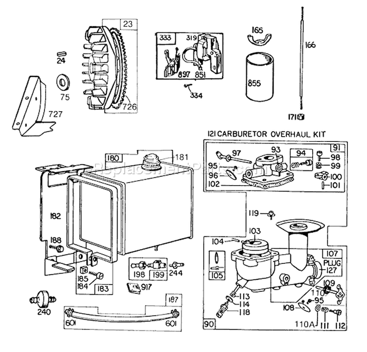Page F Diagram and Parts List for 38090 5000001-5999999 - 1985 Toro Snow Blower