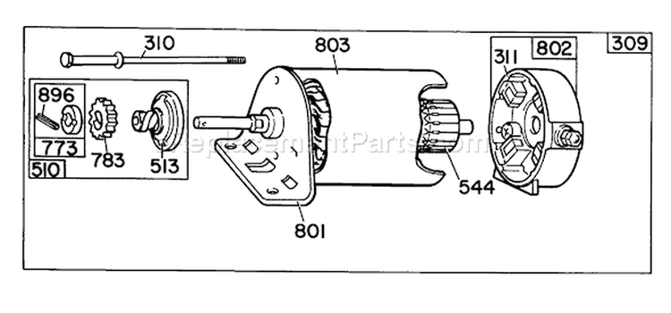 Starter Motor Diagram and Parts List for 38090 6000001-6999999 - 1986 Toro Snow Blower