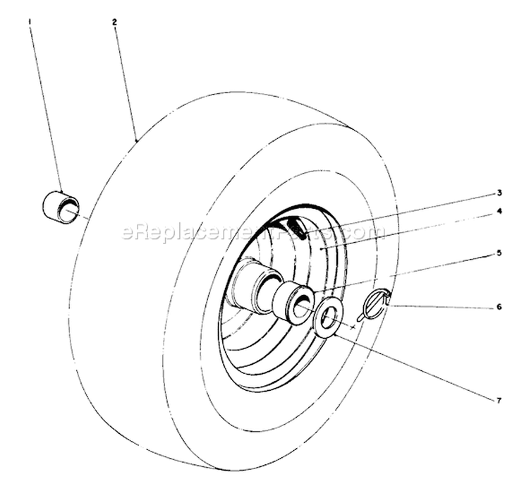 Wheel Assembly Diagram and Parts List for 38090 6000001-6999999 - 1986 Toro Snow Blower