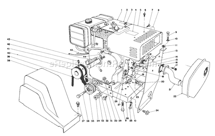 Engine Diagram and Parts List for 38095 0000001-0999999 - 1980 Toro Snow Blower
