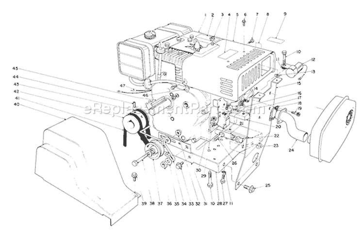Engine Assembly Diagram and Parts List for 38095 4000001-4999999 - 1984 Toro Snow Blower