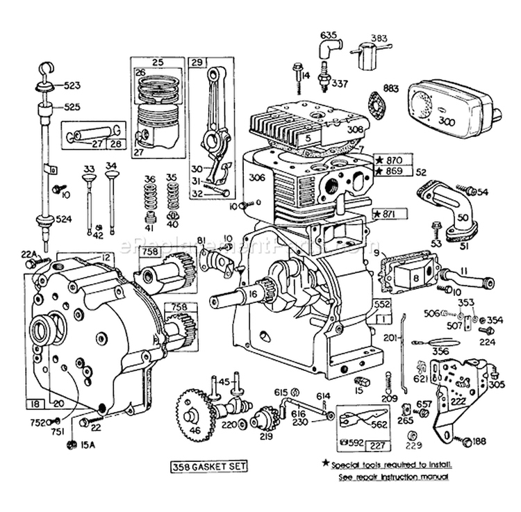 Engine Diagram and Parts List for 38095 4000001-4999999 - 1984 Toro Snow Blower