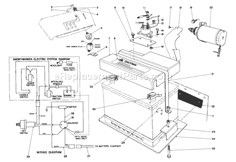 Starter Motor Diagram and Parts List for 38095 7000001-7999999 - 1987 Toro Snow Blower