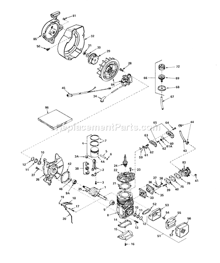 Page E Diagram and Parts List for 38100 0000001-0999999 - 1980 Toro Snow Blower