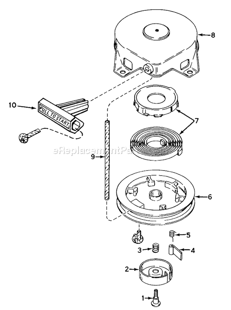Rewind Starter Diagram and Parts List for 38100 9000001-9999999 - 1979 Toro Snow Blower