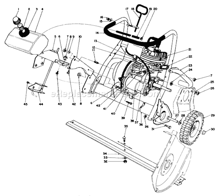 Engine Diagram and Parts List for 38116 9000001-9999999 - 1989 Toro Snow Blower