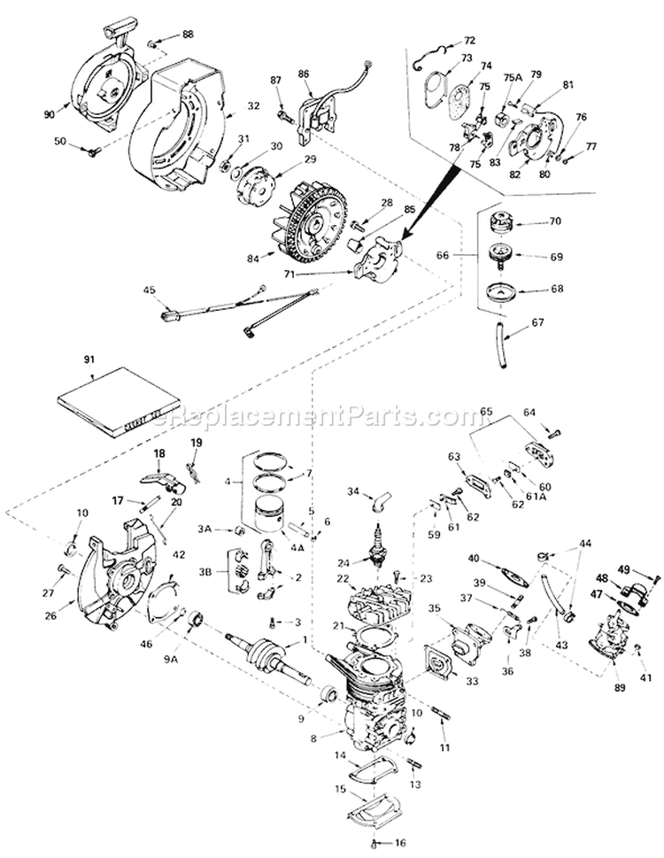 Page E Diagram and Parts List for 38120 0500000-0999999 - 1980 Toro Snow Blower