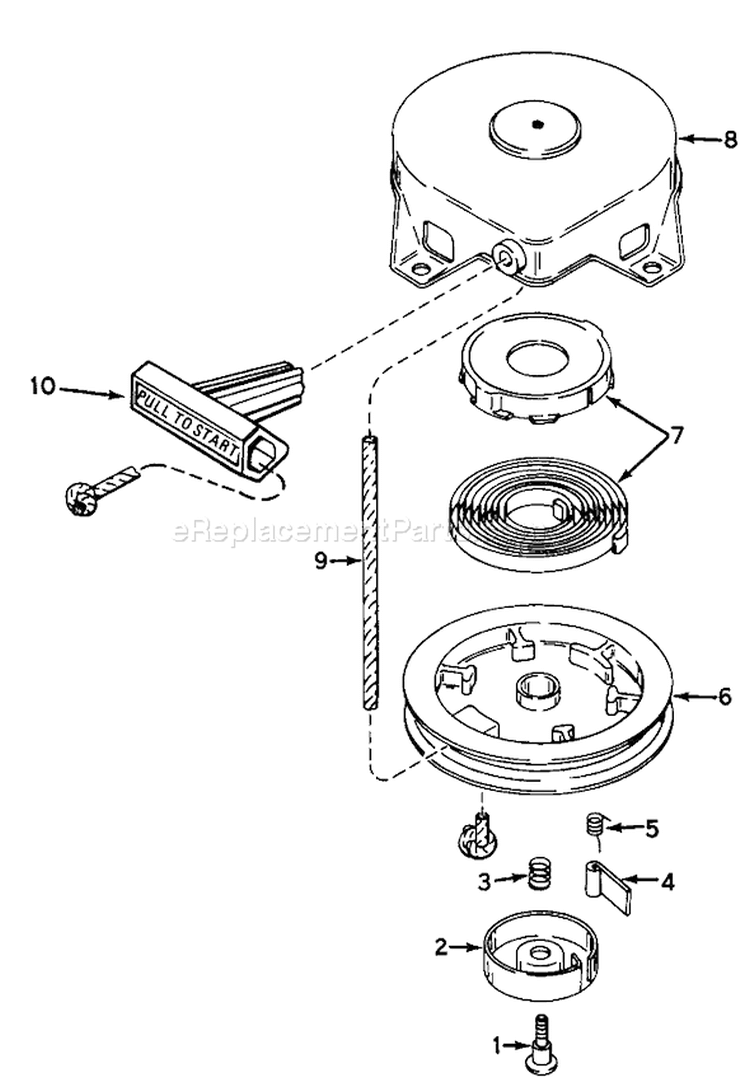 Shroud & Rewind Starter Diagram and Parts List for 38120 0500000-0999999 - 1980 Toro Snow Blower