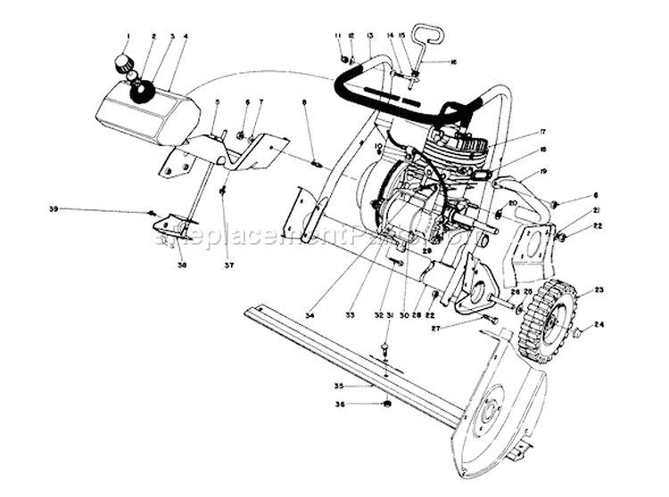 Page D Diagram and Parts List for 38120 1000001-1000350 - 1981 Toro Snow Blower