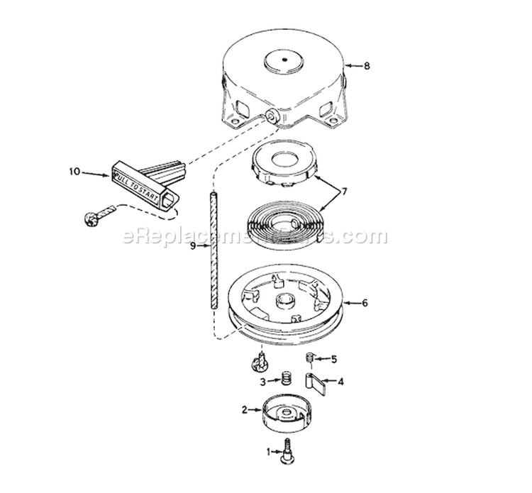 Shroud & Rewind Starter Diagram and Parts List for 38120 1000001-1000350 - 1981 Toro Snow Blower